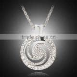 Trendy Hollow Out Long Chain Necklace Wind Pattern Round Gold Plated Rhinestone Pendant Necklace for Women Jewelry Gifts thumbnail-3