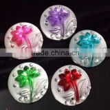 Flatback Round Resin Beads for Garment or Jewelry Accessory ,20mm, Coconut Tree Pattern Rhinestone Buttons