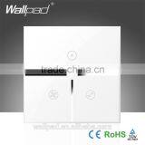 Hot Sales Wallpad White Glass LED 110~250V Wireless 3 Gang Wifi Electrical Power Remote Control Speed Rotary Fan Wall Switch Quality Choice