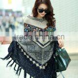 2015 new fashional loose bat sleeve knit sweater cape coat