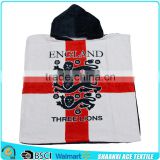 100% cotton fashion England flag printed kids hooded towel for brand promotion