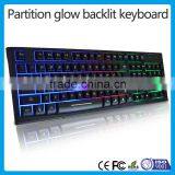 Three Colors Backlit Usb Wired Partition Flash Office/net Bar Keyboard thumbnail-3