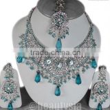 Jaipuri Apparel Jewelry Silver Tone S210 Turquoise Feryna Jewelry Set