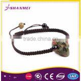 Unique Gemstone Jewelry Skull Shape Unakite Italian Charm Bracelet thumbnail-1