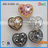 2015 New Style Wholesale Colorful Heart Shape Jerl Factory Rhinestone Fashion Button