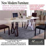 Luxury European Modern Furniture 1PC Customized Marble Top Metal Feet 4-6 Chairs Dining Table Fashion Simply Dining Room Set thumbnail-1
