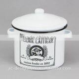 ENAMEL IRON CANISTER W/LID & EARS thumbnail-1