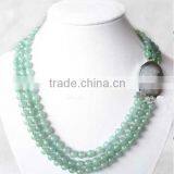 Fashion 8mm Round Jade Necklace With Shell Clasp thumbnail-1