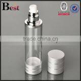 China Hot Products Wholesale Cost Price Silver UV Pump Clear Body Airless Plastic Bottle Cosmetic Lotion Serum thumbnail-5