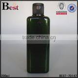 2017 Hot New Products Cosmetic Round Shoulder Beard Oil Lotion Dark Green 200ml Rectangle Plastic Shampoo Bottle Flip Top Cap thumbnail-1