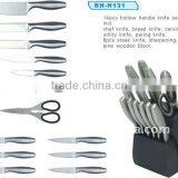 14pcs Stainless Steel Kitchen Knife Set With Block, All Steel Handle thumbnail-1