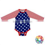 2017 New Patterns Red And White Striped Long Sleeve Baby 4th Of July Romper Clothes Boutique Kids Girls Raglan Onesie On Sale