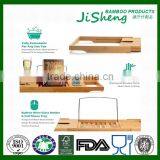 100% Bamboo Bathtub Caddy With Extendable Sides, Cellphone Tray & Integrated Wine Glass Holder thumbnail-3