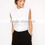 2015 New Fashionable Factory Sleeveless White Shirt With Classic Point Collar thumbnail-2