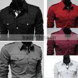 New Mens Luxury Casual Slim Fit Stylish Dress Shirts Two Pockets Man Shirts thumbnail-1