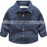 2017 Wholesale Casual Long Sleeve Boys Denim Shirt With Printed Letter thumbnail-1