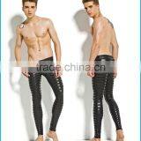 New Products 2016 Innovative Heated Thermal Underear Faux Leather Long John Tight Pants Men thumbnail-2