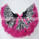 Wholesale Girls Zebra Pettiskirt With Hot Pink Chiffon and Bowknot,girls Fashion Tutu Skirt thumbnail-1