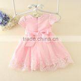 2017 Vietnam Summer Simple Baby Frock Design Pink Short Sleeves Bow-knot Sweet Birthday Party Dresses Turkish Clothes thumbnail-2