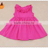 Wholesale Cotton Baby Clothes Kids Soild Color Dress And Ruffle Stripe Pants Children's Boutique Set thumbnail-3