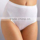 Plain White Jacquard Pattern Seamless Lady Hi-cut Briefs thumbnail-1