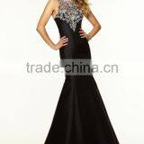 2015 Scoop Beaded Satin&Tulle Prom Dress Mermaid/Trumpet Black thumbnail-2