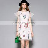 Dress Women Summer Round Collar Stereo Crochet New Retro Flower Embroidery Design Lace Enening Party Dress thumbnail-2