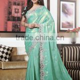 Elegant SkyBlue Color Saree With Silver Bordered Blooming Bliss Designer Sarees Collections