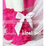 Kids Hot Pink Lace Petti Warmers With White Bow LM5B7 thumbnail-1