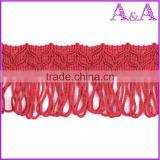 New Style 4.2cm Width Dark Pink Cotton Accessories Curtain Fringe for Decoration thumbnail-6