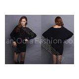 Black Dolman Sleeve Acrylic Womens Long Sweater Pullover in Round Neck thumbnail-1