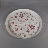 White And Red Stars Food Grade Melamine Round Serving Tray thumbnail-1