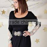 Mommy and me Maxi Dresses Lace Fabric Ladies One Piece Black Dress thumbnail-4