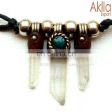 Crystal Quartz Necklace Pendant with Turquoise Stone, Free Shipping!