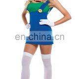 Adult Sexy Ladies Super Mario Luigi Brothers Fancy Dress Costume Halloween Costume AGC026 thumbnail-1