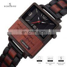 BOBO BIRD Latest Design Square Dial Luxury OEM Custom LOGO Wood Watch Quality Men Stainless Steel Wrist Watch thumbnail-4