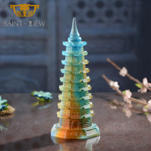 High Quality Casting Colored Glass Feng Shui Liuli Craft Wenchang Tower thumbnail-3