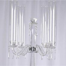 Glass Candle Stick Holders Centerpieces Clear Crystal Candelabra Table Decorations for Wedding Party Events Decorative thumbnail-3