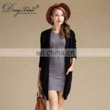 Casual Long Knitted Women Cardigan Black Women's Knit 100% Cashmere Sweater thumbnail-5