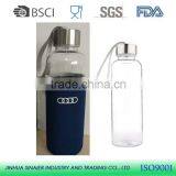 High-quality Enviromental Borosilicate Plastic/Glass Water Bottle With Colorful Nylon Sleeve,16oz or 20oz