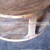 RE-1522 3 Reclaimed Wood Triangular Leg Used Coffee Shop Table and Chairs thumbnail-2
