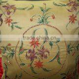 Indian hand printed cushion cover, polyester/viscose staple fabric