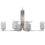 6 Light Chandelier(Lustre/La Arana) in Satin Steel Finish With up Lit Dove White Square Glass Shade CH1987-6SS thumbnail-1