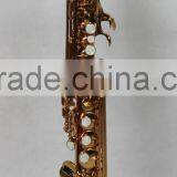 High Grade Bb Key Dark Gold Lacquer Straight Soprano Saxophone With G Key thumbnail-1