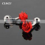 3D Red Rose Shaped Sleeve Shirt Enamel Cuff Links For Party Fashion Alloy Silver Metal Souvenir Wedding Cufflinks thumbnail-6
