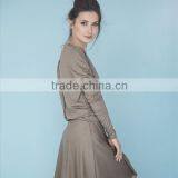 Beige Dress Dress With Sleeves Button Back Dress thumbnail-3
