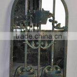 Lovely Large Wholesale Rustic Metal Garden Mirror With 3 Flower Pots