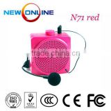 mini portable audio waistband amplifier speaker, microphone,audio amplifier, megaphone N71 Red