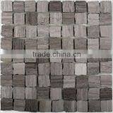 White Wooden Marble Mixed Grey 23x23mm Mosaic Honed thumbnail-1