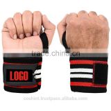 Black Wrist Wraps In Black Ground, White & Red Strips Ci-2503-26